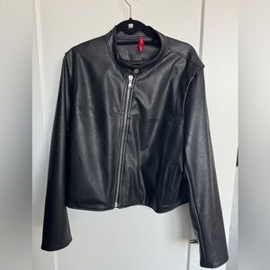 Spanx Black Faux Leather Motorcycle Jacket